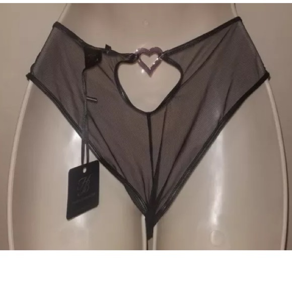 🖤 Honey Birdette 🖤 Rare Black Heart Brief 🖤 NEW! ✨ Never worn! LARGE - Picture 11 of 12